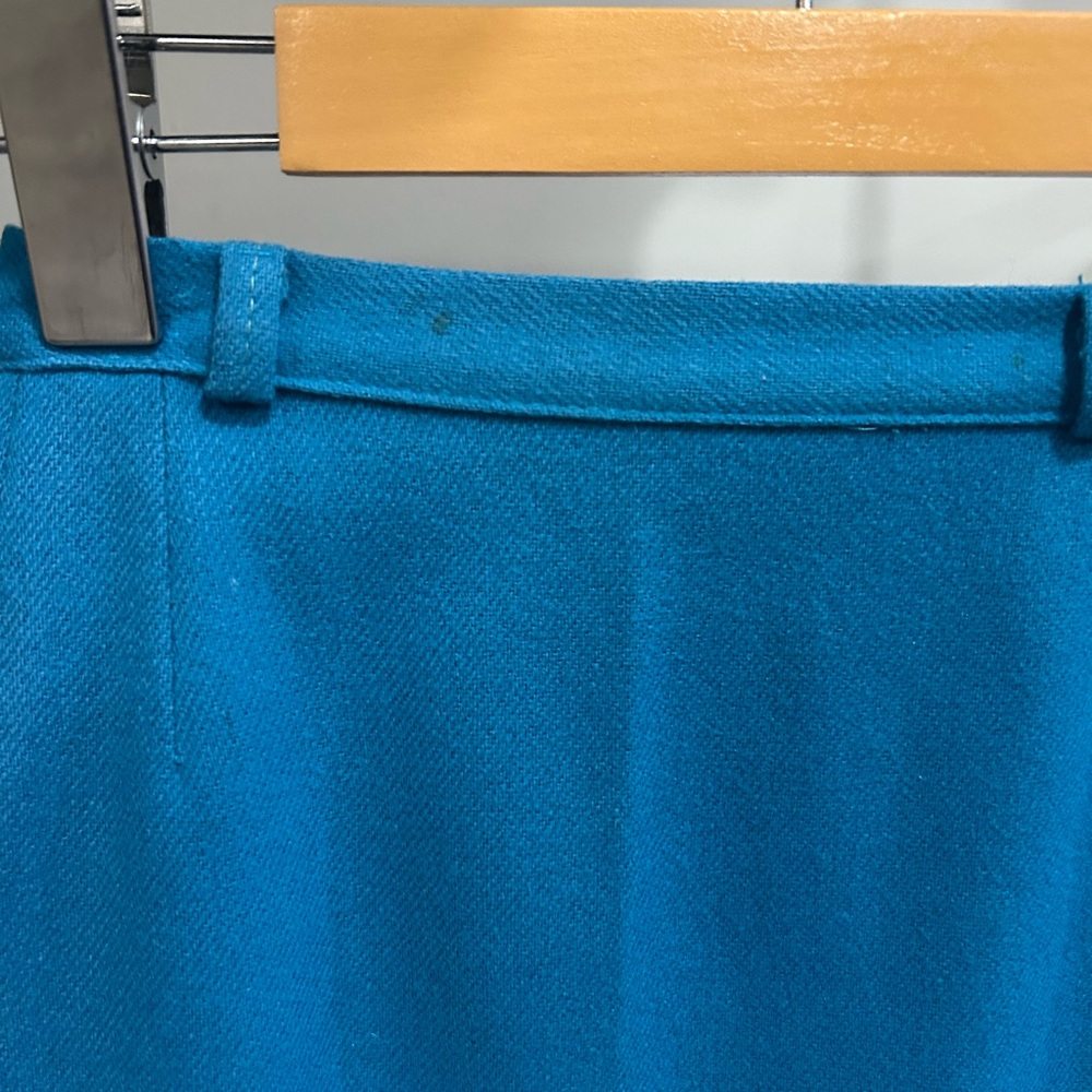 Vintage Vibrant Blue 100% Wool Secretary Pencil Mini Skirt FITS SMALL - Picture 6 of 8